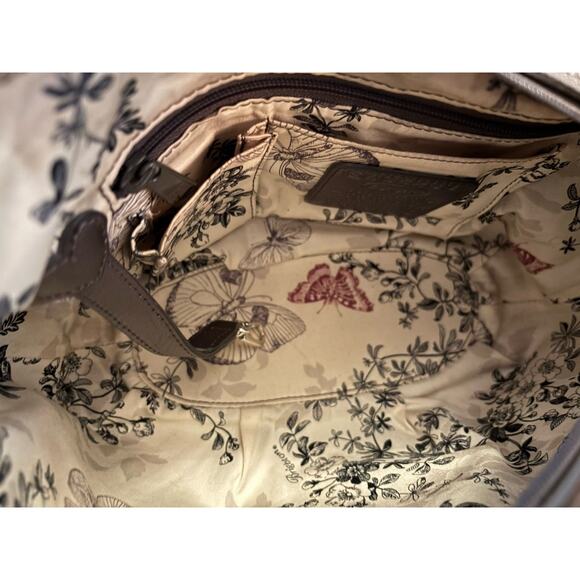 BRIGHTON NIKKI Bronze/Brown Leather w/ Lace-Inspired Applique Hobo Shoulder Bag - Picture 10 of 12